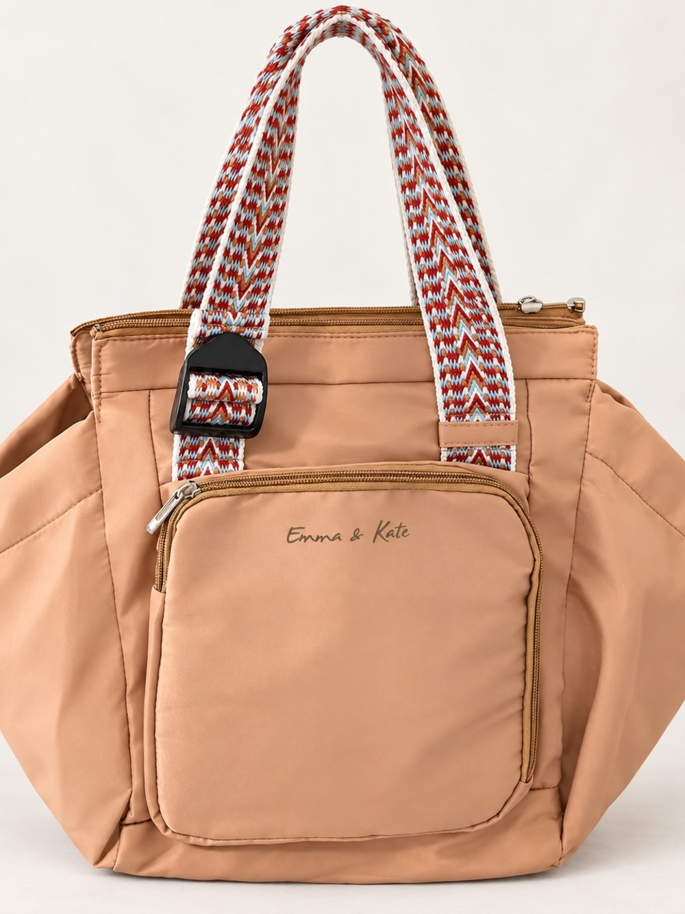 Emma & Kate Peach Everyday Bag Convertible Backpack Tote Woven Strap Purse